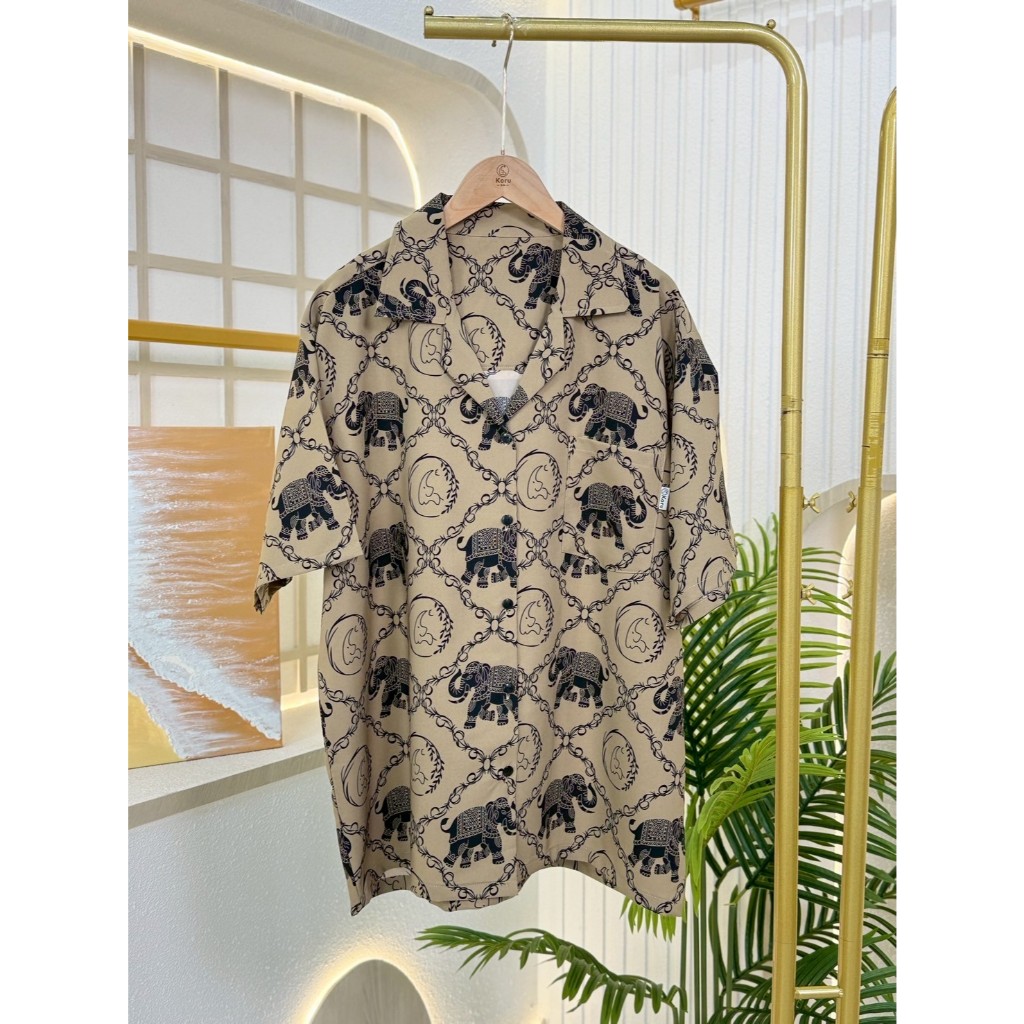 KORU เสื้อฮาวาย ลายช้างรวงข้าว