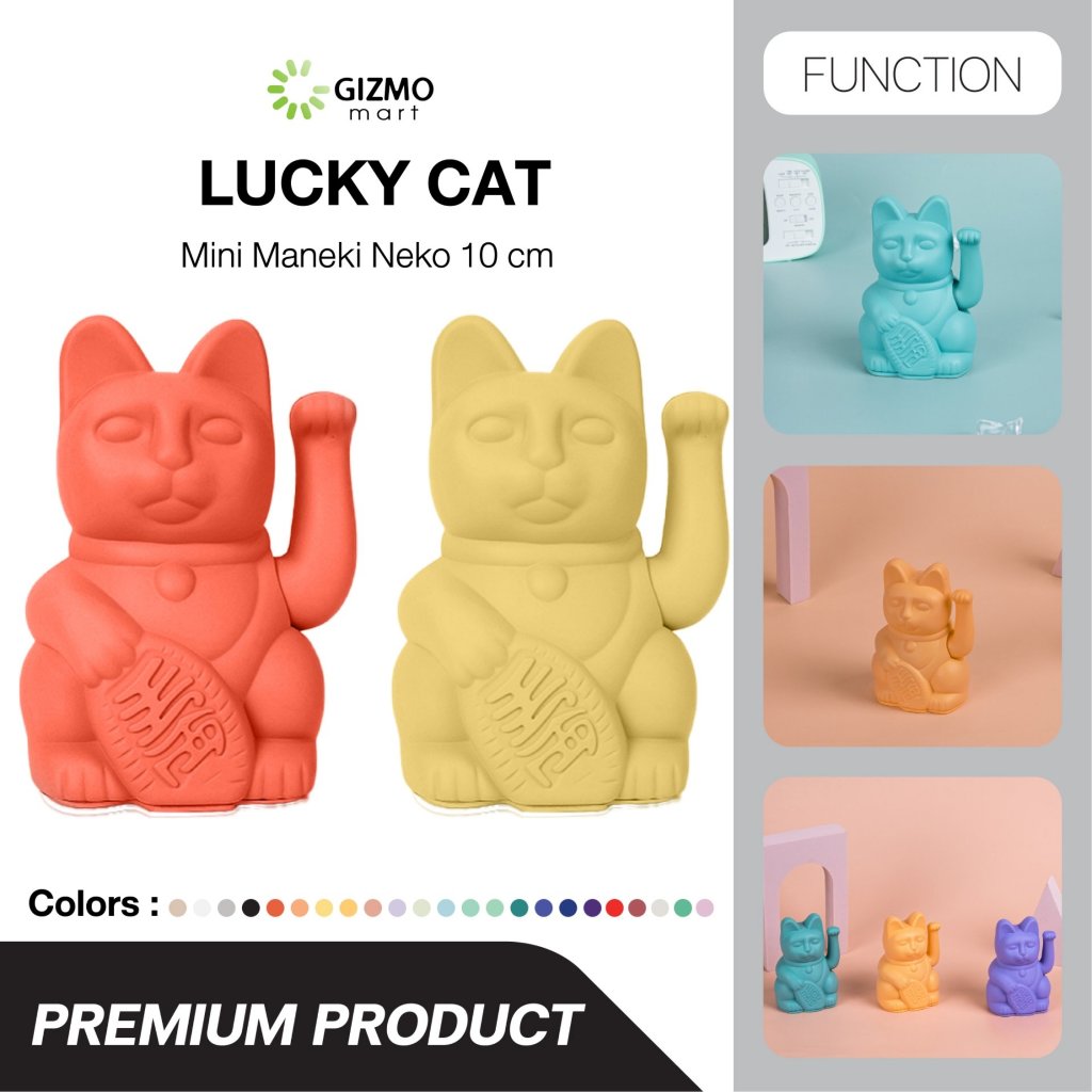 Lucky Cat แมวกวักนำโชค เรียกทรัพย์ โชคลาภ มั่งคั่ง ขนาด 10 CM. สีเขียว สีม่วง สีส้ม สีเงิน สีดำ สีแดง สีชมพู สีฟ้า