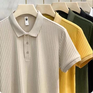 BU เสื้อโปโลแฟชั่นของผู้ชายคนนี้ หลวมง่ายอินเทรนด์ และสบาย ๆ