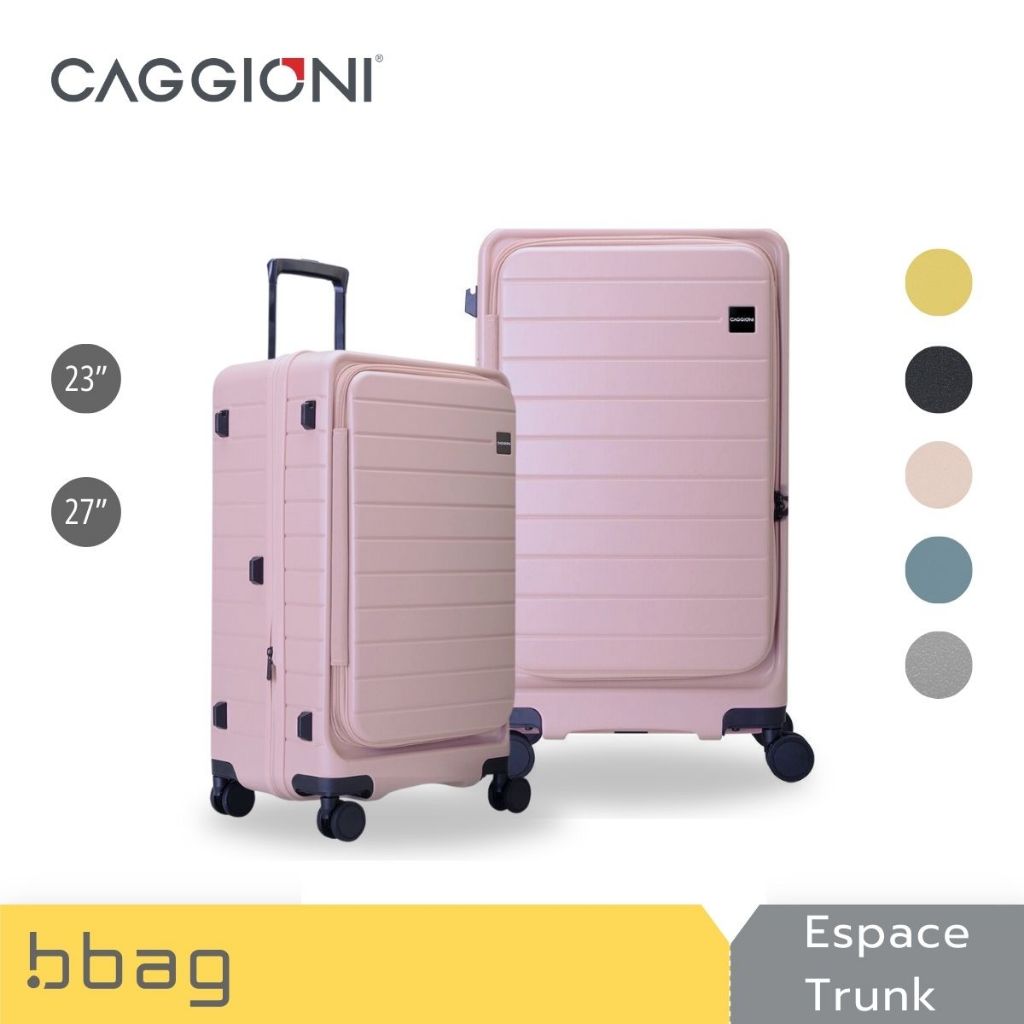 CAGGIONI กระเป๋าเดินทาง Trunk 23/27 นิ้ว รุ่น Espace C23062 PC 100% ทรงสูง ซิป 2 ชั้น TSA Lock