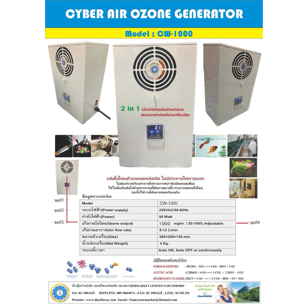 ไม่ดี ไม่ทน ไม่ขาย CW1000 เครื่องโอโซน และเครื่องทำน้ำโอโซน เครื่องล้างผักในตัว (2-in-1) | Ozone Wat