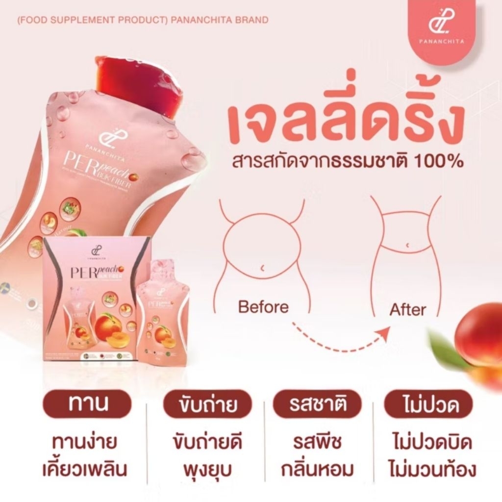 3​ -​ 6 กล่อง​ Pannachita​ ไฟเบอร์เยลลี่บุก​ ไฟเบอร์พร้อมทาน​รสพีช​  ปนันชิตา​ไฟเบอร์