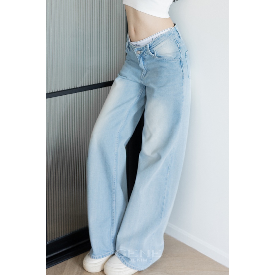 GENEDENIM กางเกงขายาว ขอบเอวเว้า รุ่น Lollipop (แถมสายผูก)