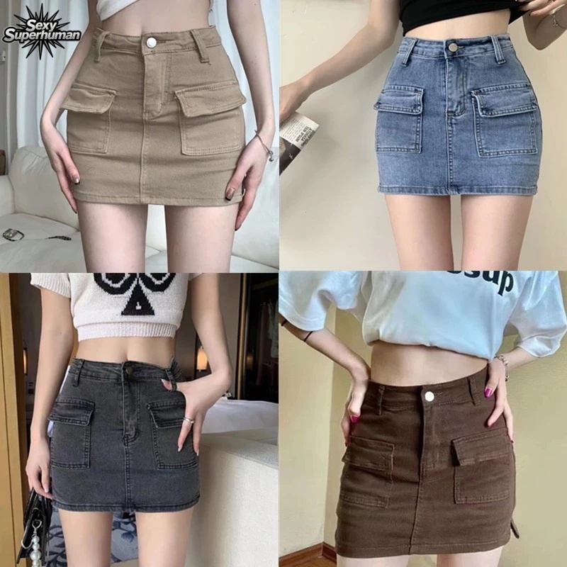 พร้อมส่ง​ กระโปรงยีนสั้น ใส่ง่าย เข้ากับทุกชุด กระโปรงขนาดใหญ่