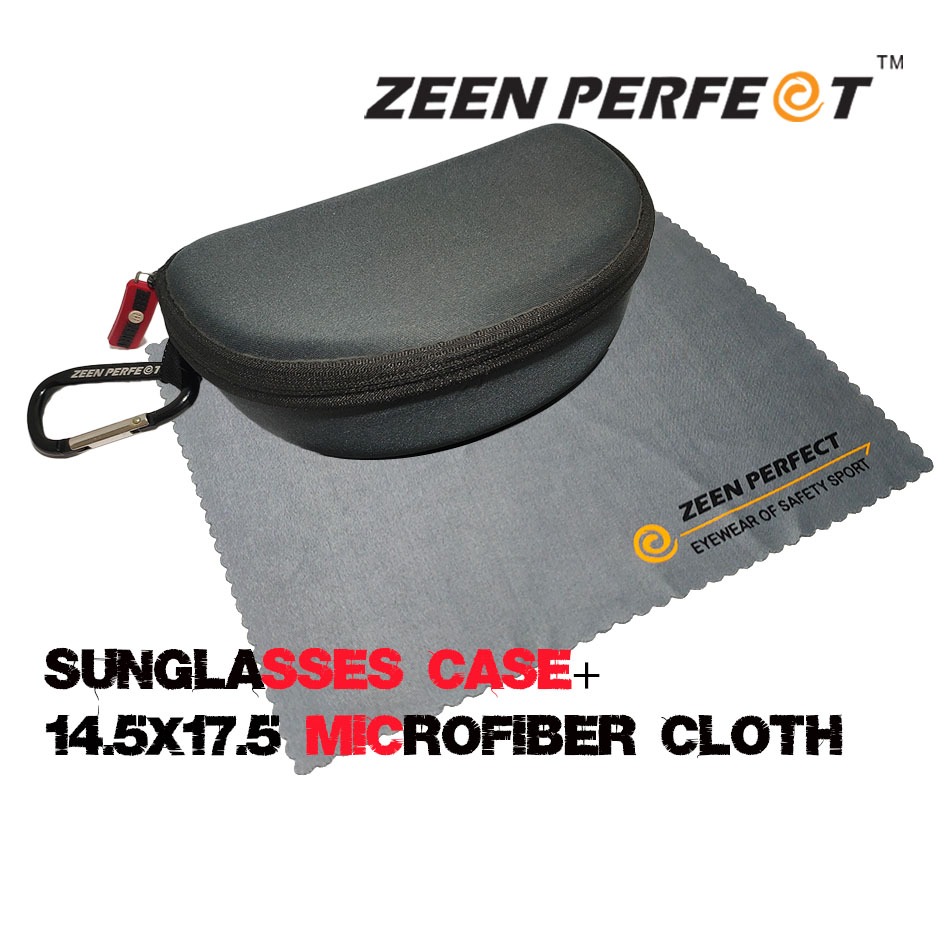 กล่องแว่นตา+ผ้าเช็ดแว่น ZEEN PERFECT ทรงแตงโมหั่น ขนาด 170x100x58 mm. zipper with calabiner free