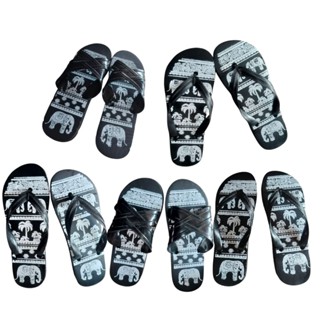 รองเท้าแตะยกโหล 12 คู่ ลายช้าง แบบสวมและแบบหนีบ