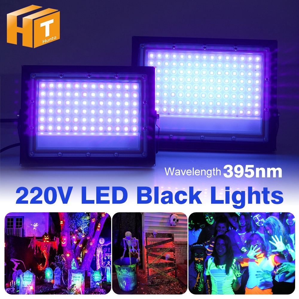 Led ไฟUV 50W 100W UV light สปอตไลท์ กันน้ำได้ ไม่กลัวฝนและหมอก มีสวิตช์ปิดเปิด black light party light