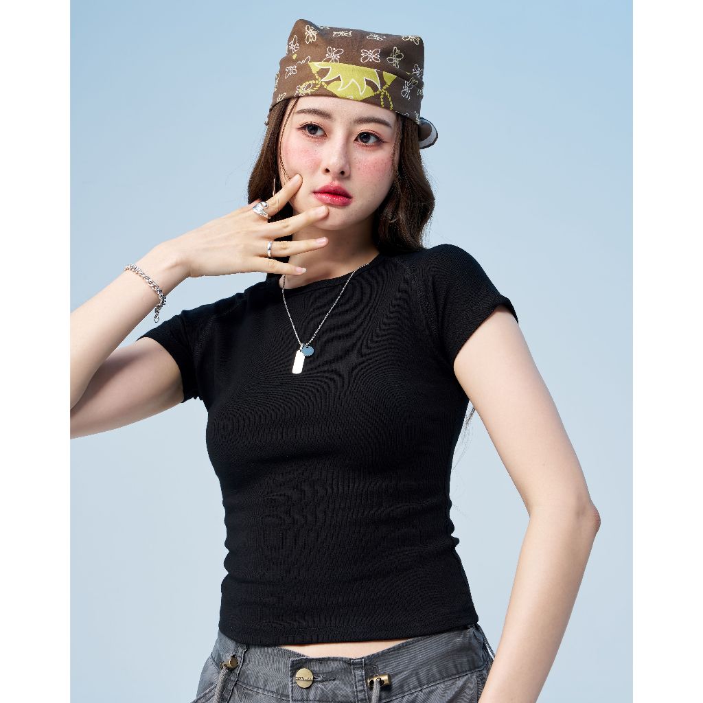 Niyom Jeans collection INDIGO : รุ่น TSN-28 สกรีนลาย ผ้าCotton ผ้ายืด