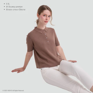 Clearance รุ่น BS เสื้อPolo กึ่งครอป เสื้อผ้าผู้หญิง สีพื้น ดีไซน์เรียบหรู คอปก มีกระดุม สะดวกสบาย สำหรับผู้หญิง S-XL