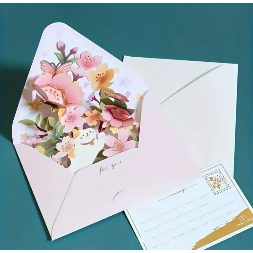 พร้อมส่ง 🎁 Kawaii Cat 3D ป็อบอัพการ์ดลายแมว น่ารัก ลายวันเกิด ลายคริสต์มาส (greetings card) Set 5