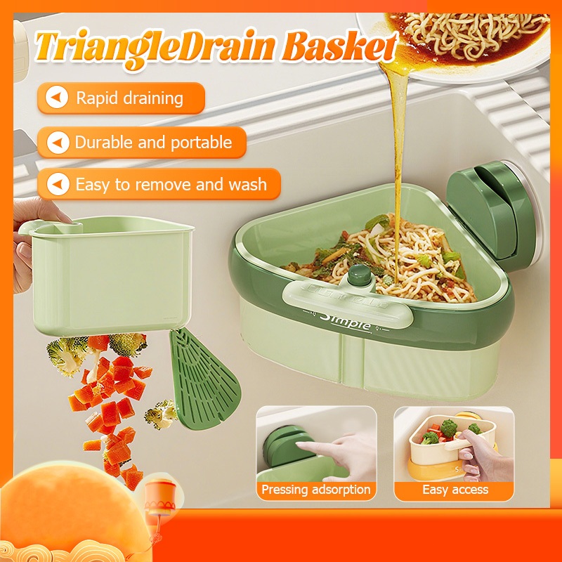 ครัวมุมอ่างล้างจานกรอง ถ้วยดูดอ่างล้างจานมุมสามเหลี่ยมตะกร้าท่อระบายน้ําสําหรับเศษอาหาร