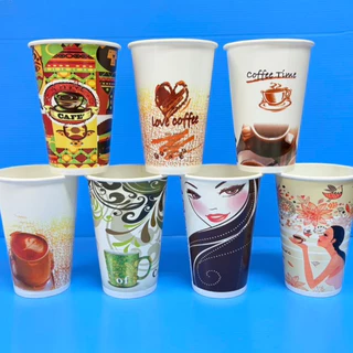 แก้วกระดาษชา/กาแฟ /เย็น 12 ออนซ์ 50 ใบ/ มีฝายกดื่ม/ขายแยกฝา/และแก้ว