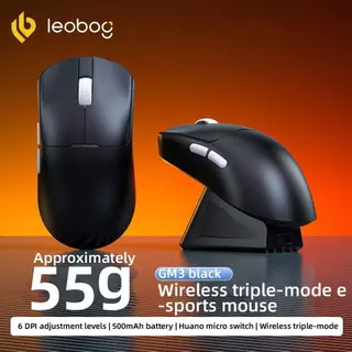 LEOBOG GM3 GM3SE เมาส์ไร้สายแสงอัลตร้า 500mAh ระดับแบตเตอรี่ 6 DPI Tri-Mode รองรับสําหรับเกมสํานักงาน