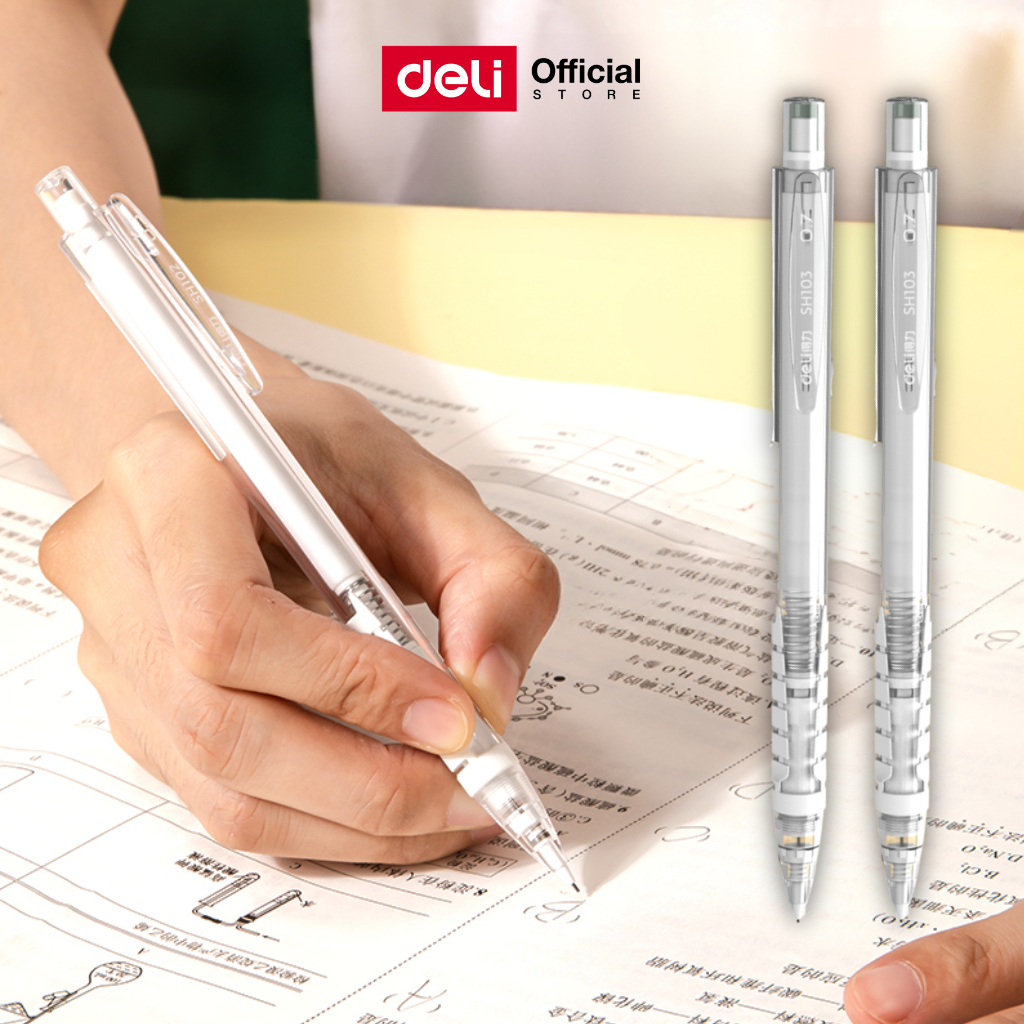 ดินสอกด Deli รุ่น SH102 ขนาด 0.5mm คุณภาพดี ไส้แข็งแรง ปลอกนิ่ม แท่งใส (จำหน่าย 1 แท่ง)