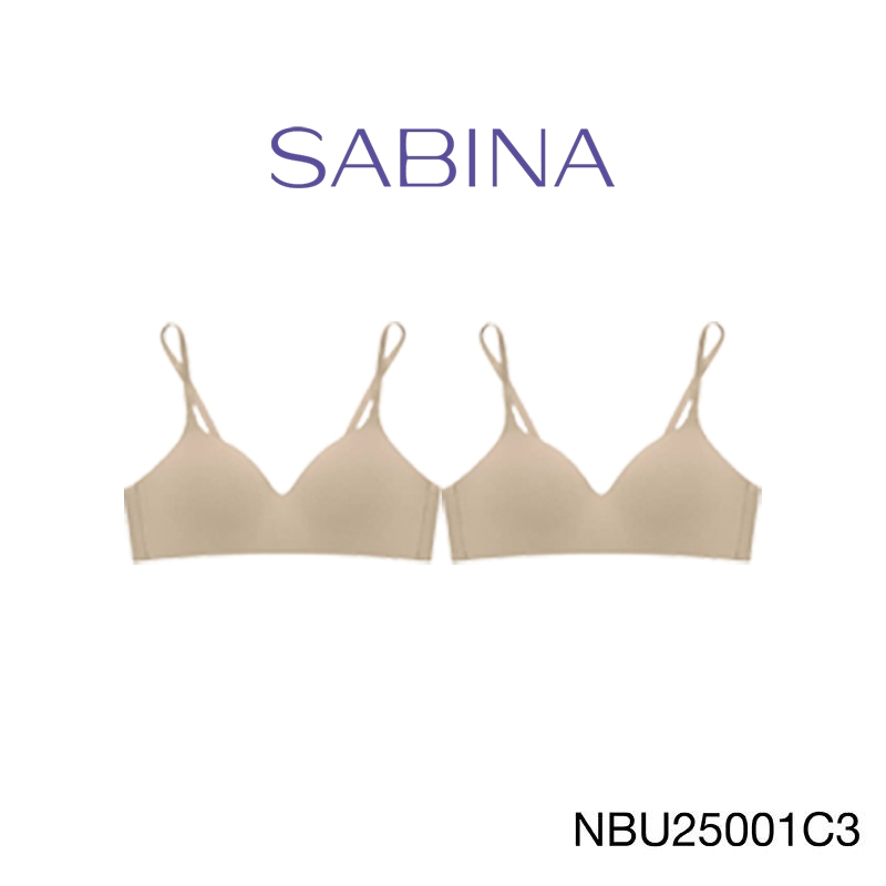 Sabina เสื้อชั้นใน (Set 2 ชิ้น)[Online Exclusive] Pretty Perfect Level 1 ไร้โครง รหัส NBU25001C3 - สีเนื้อเข้ม