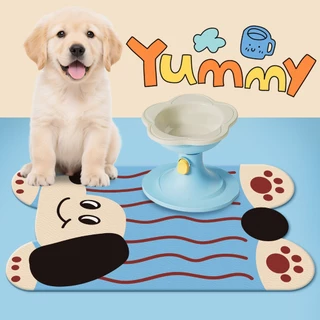 yoyopet : แผ่นรองจานสตว์เลี้ยง ลายการ์ตูน สุดคิ้วท์ แผ่นรองชาม รองจาน กันน้ำได้ดี