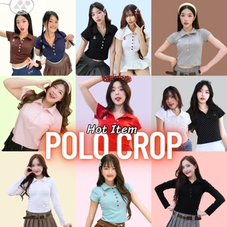 JARINYA (S-L) เสื้อครอปโปโลแต่งกระดุม ผ้า Cotton เนื้อดีไม่บาง ยืดหยุ่นได้ดี ผ้านุ่มเด้งใส่สบาย ทรงสวยเข้ารูป