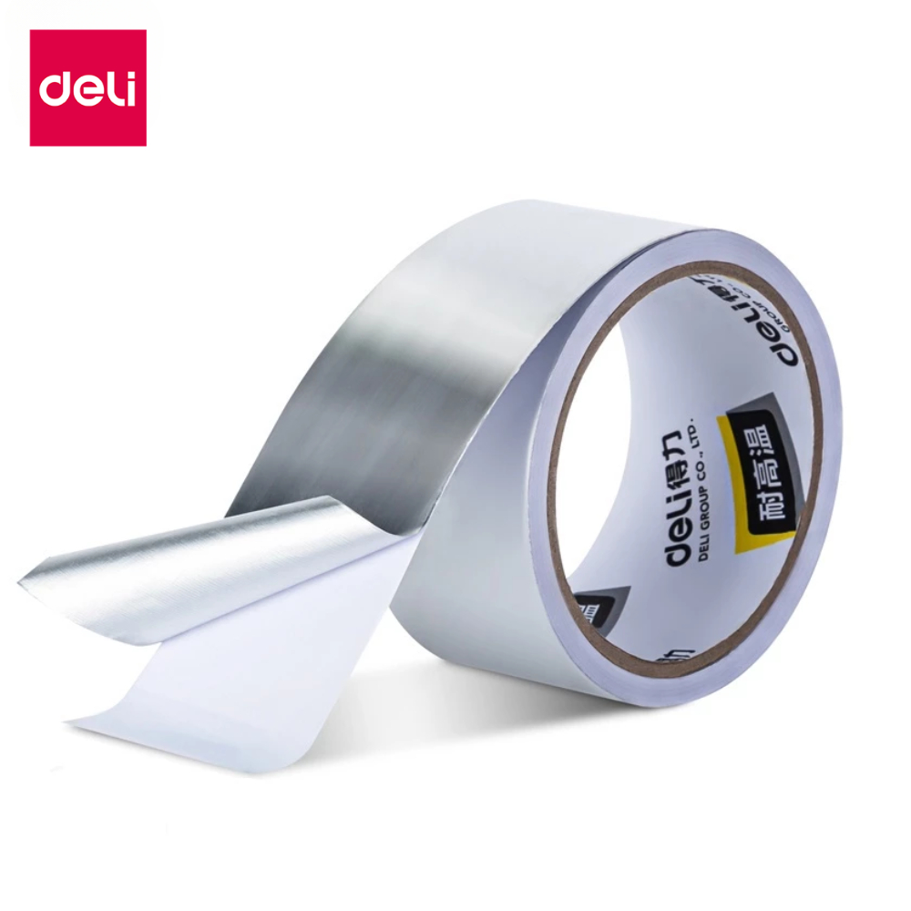 Deli เทปอลูมิเนียม เทปฟอยล์ เทปอุดรอยรั่ว ติดหม้อรั่ว 48mm เทปตะกั่ว ปิดรอยรั่ว เทปกาว เทปกาวกันน้ำ  foil tape