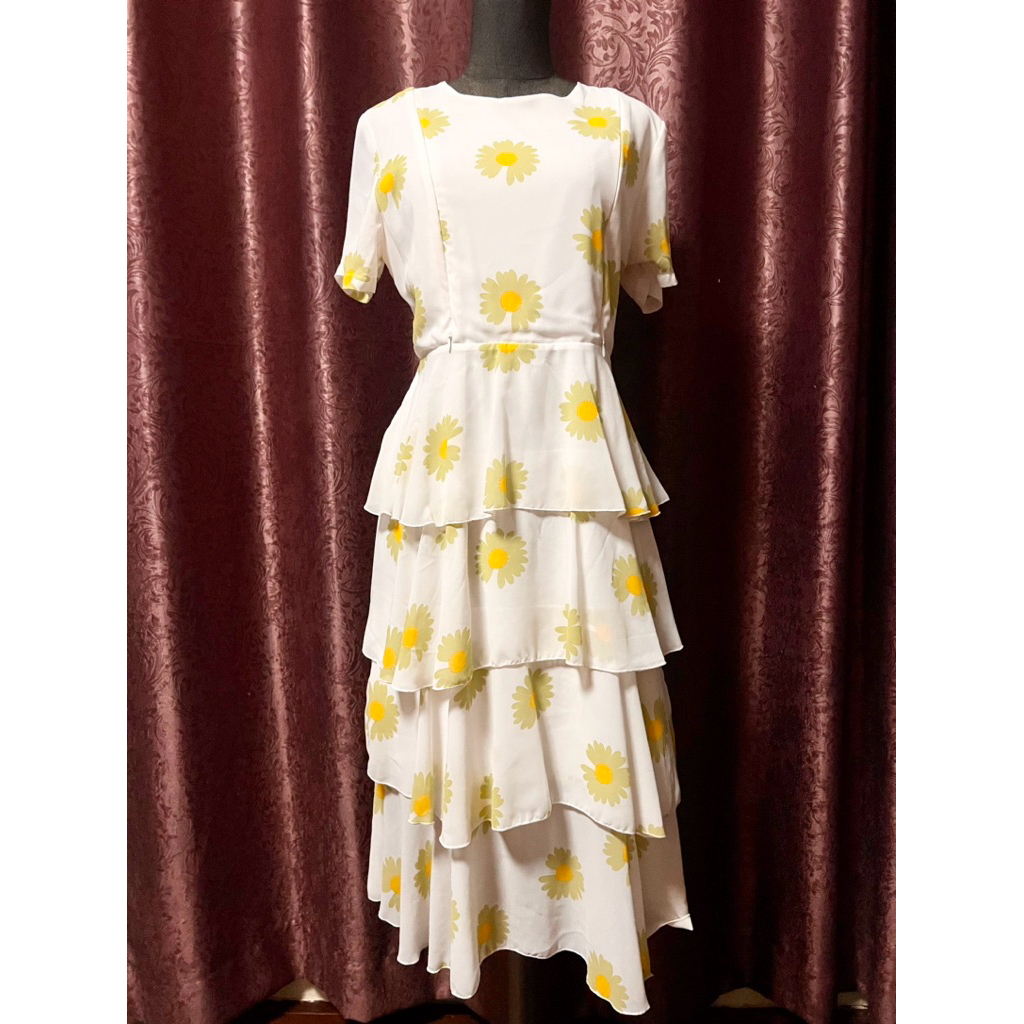 มือสอง (ให้นมได้ ) ซับในเต็ม Mamong เดรสให้นม พิมพ์ลายดอกไม้ ชั้น 4ระดับ สวย น่ารัก