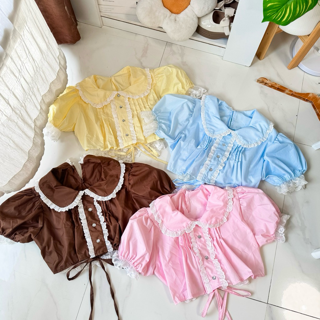 เสื้อแขนตุ๊กตาสม็อคอก2ชั้นดีเทลลูกไม้♥️ ( ช27 )