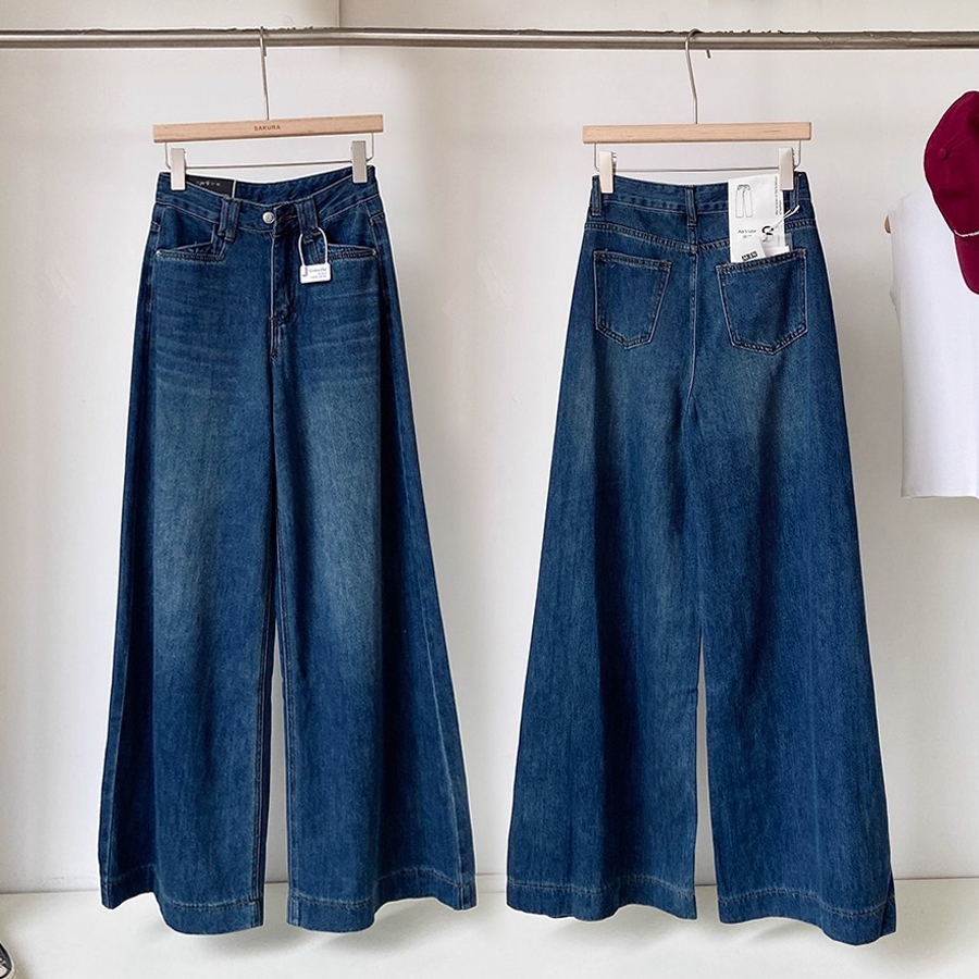 S~5XL Jeans for women กางเกงยีนส์สีน้ำเงินเอวสูงโอเวอร์ไซส์ กางเกงขากว้างสุดเทรนด์และแฟชั่น กางเกงยีนส์ลำลองอเนกประสงค์