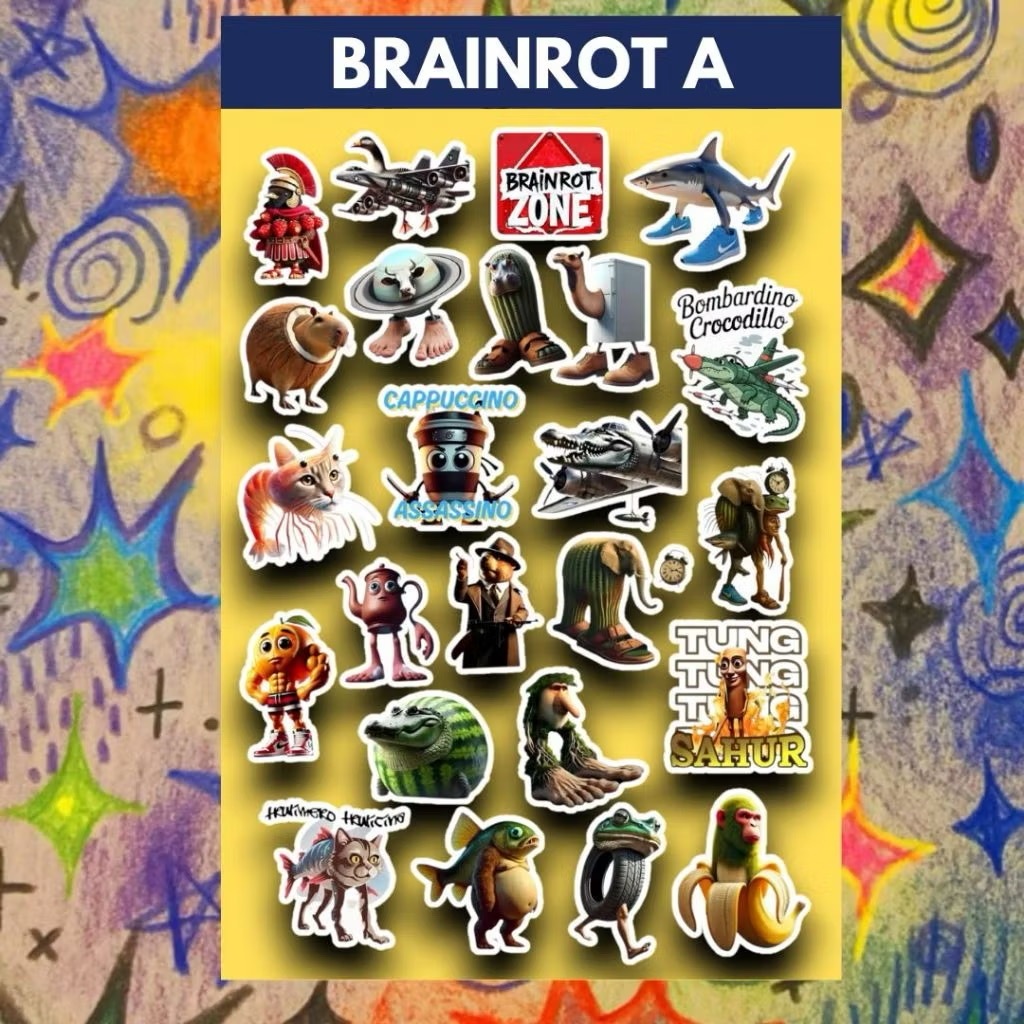BRAINROT Tralalero Tralala - สติกเกอร์ Brain Rot เคลือบกันน้ำ | สติกเกอร์ Brain-rot