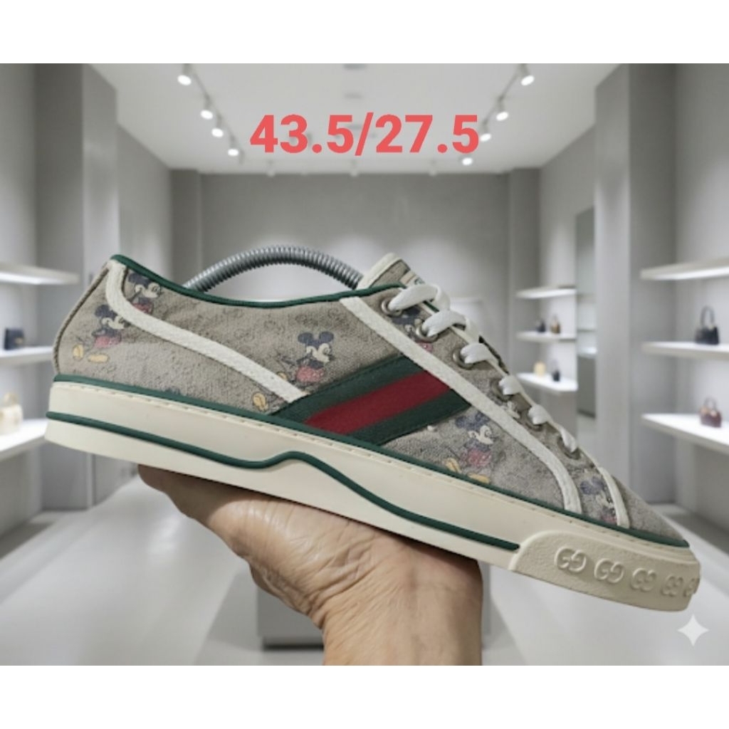 💢GUCCI Disney MickeyMouse แท้ รองเท้าผ้าใบ มือสอง 43.5/27.5 สภาพ 8/10