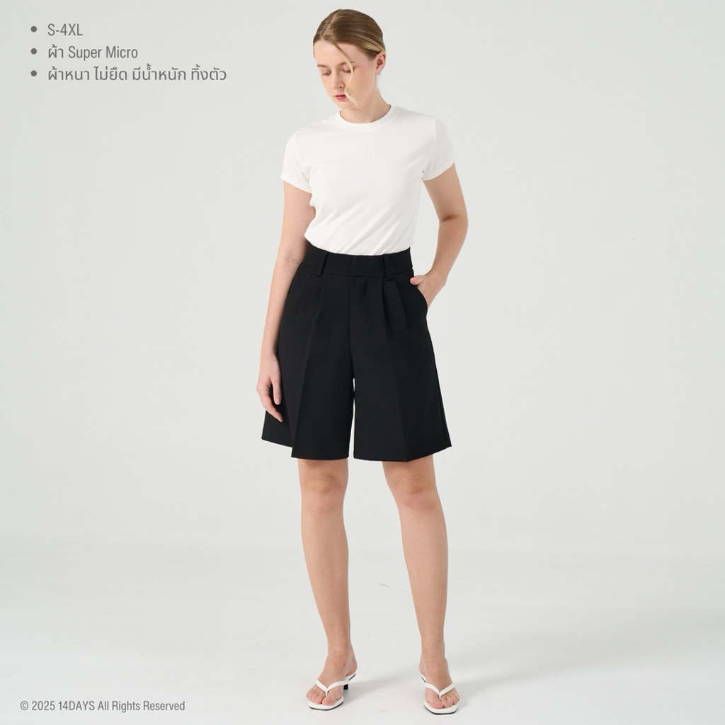รุ่น CS20 กางเกงขาสั้น เอวสูง ทรงเบสิค ความยาว20นิ้ว ทรงสวย เก็บพุง พรางสะโพก - รูปที่ 6
