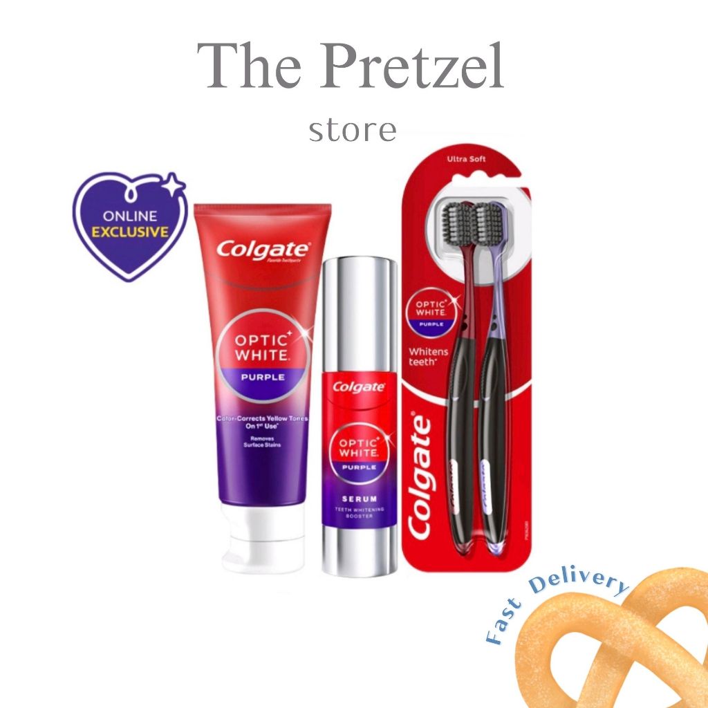 Colgate Toothpaste Optic White Purple คอมเกตม่วง ยาสีฟันม่วง เซรั่มม่วง แปรงคู่ เซรั่มคอลเกต