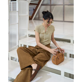 Simplestyle.byd Basic Knit Top เสื้อไหมพรมเข้ารูป เสื้อเเขนสั้น เสื้อดำ