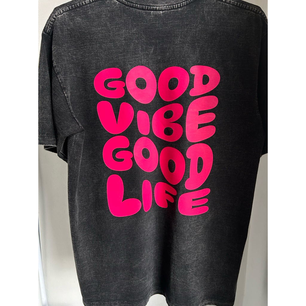 เสื้อยืดโอเวอร์ไซส์ลายGood vibe ผ้าฟอกเกรดพรีเมี่ยม - รูปที่ 3