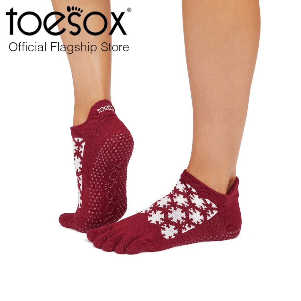 (New FALL D2 2025) Toesox Grip Full Toe Low Rise Ruby ถุงเท้ากันลื่นแยกนิ้ว ปิดนิ้วเท้า