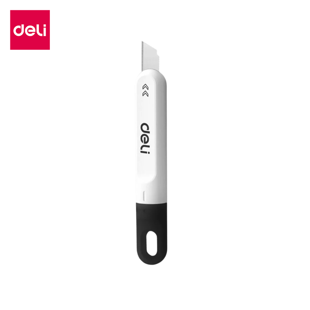Deli คัตเตอร์มินิ คัตเตอร์พกพา เครื่องเขียน ใบมีดSK5 คม ตัดง่าย หมุนเพื่อเปิด-ปิด กะทัดรัด พกพาง่าย 