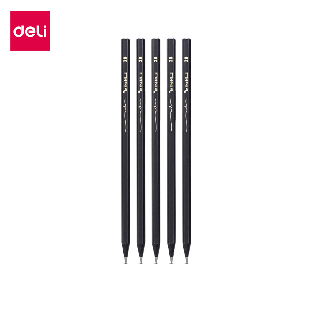 Deli ดินสอ ดินสอไม้ เขียนแบบ แรเงาไส้ดินสอ HB 2B สีดำ สีพาลเทล 10 แท่ง เครื่องเขียน อุปกรณ์การเรียน 