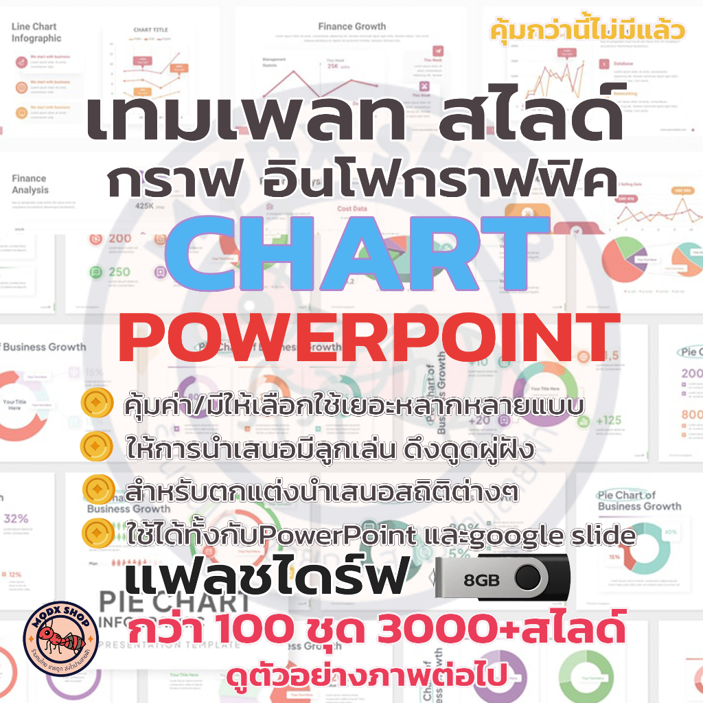 018-USB แฟลชไดร์ฟ เทมเพลทกราฟ/ชาร์ตอินโฟกราฟฟิคสไลด์ Chart Infographic PowerPoint Template