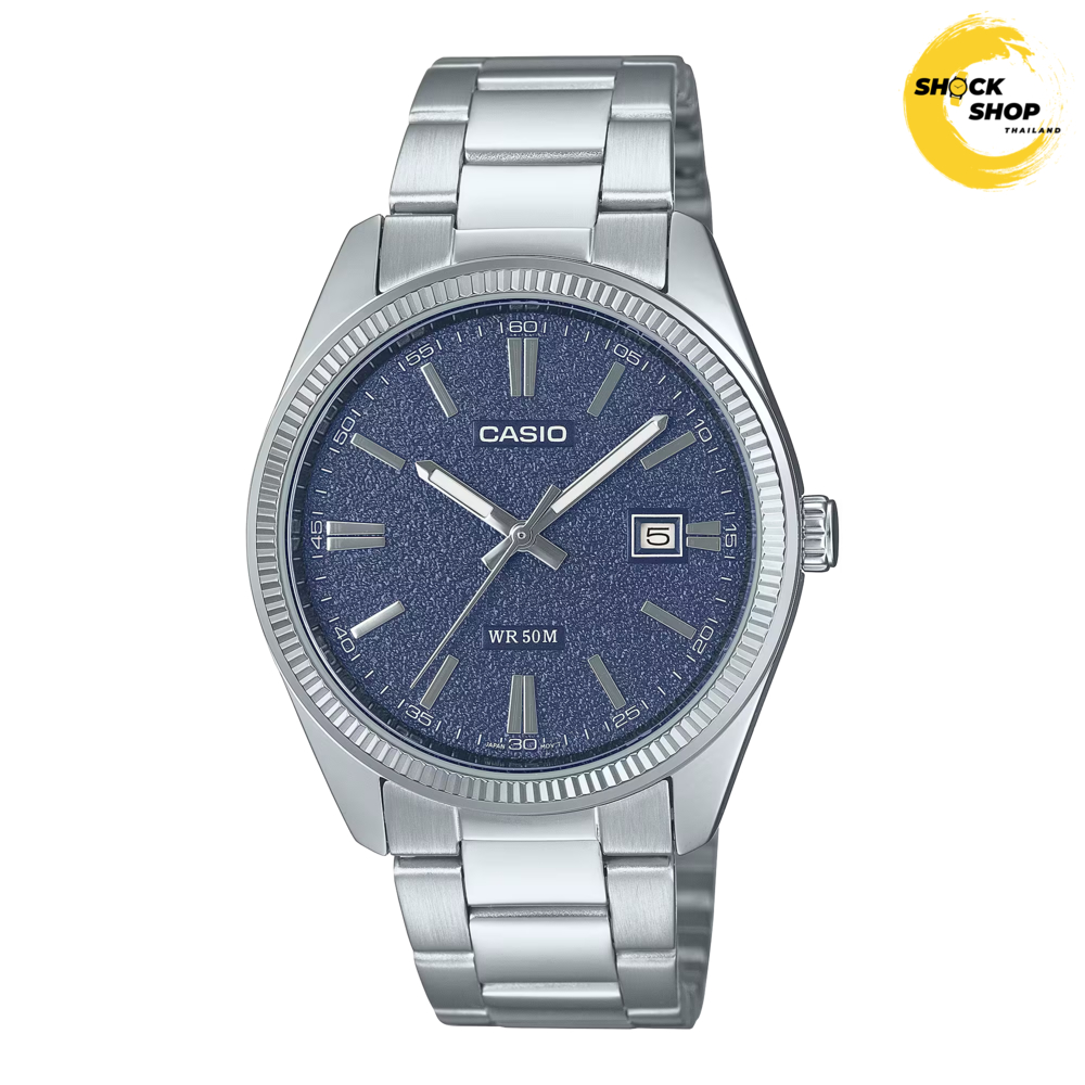 CASIO นาฬิกาข้อมือผู้ชาย รุ่น MTP-1302DA-2A1 วัสดุสเตนเลสสตีล สีน้ำเงิน คาสิโอ