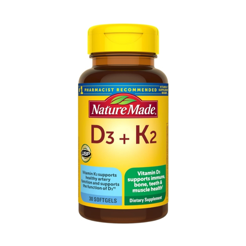 Nature Made Vitamin D3 K2 30 softgels แบบเม็ดเจล ดูดซึมไว