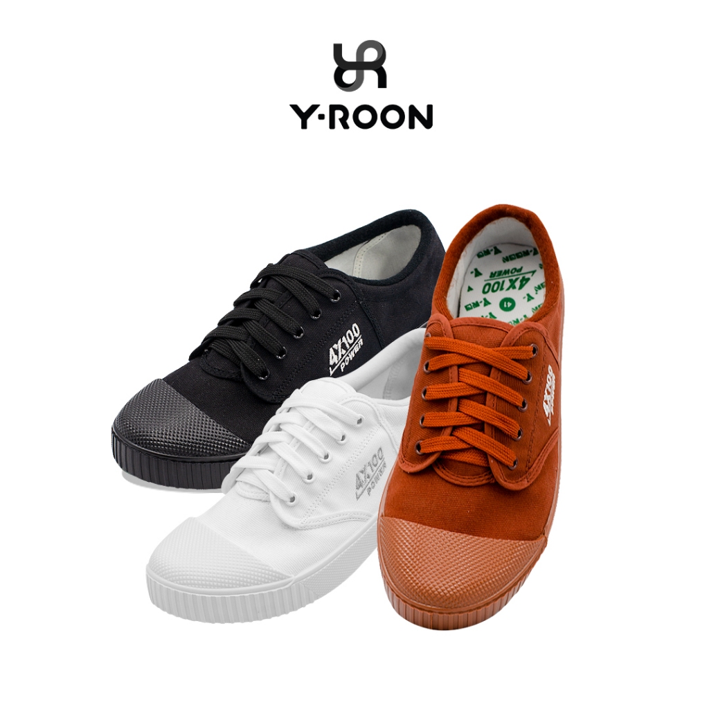 Y-Roon รองเท้าผ้าใบนักเรียน รุ่น 4X100 เพิ่มขอบนวม ใส่แล้วนุ่มสบาย มีครบทุกสี  ไซซ์ 31-45