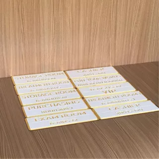 (M2) ป้ายอะคริลิคมิลเลอร์ สีทองขาว ป้ายติดหน้าห้อง ขนาด 10x30cm