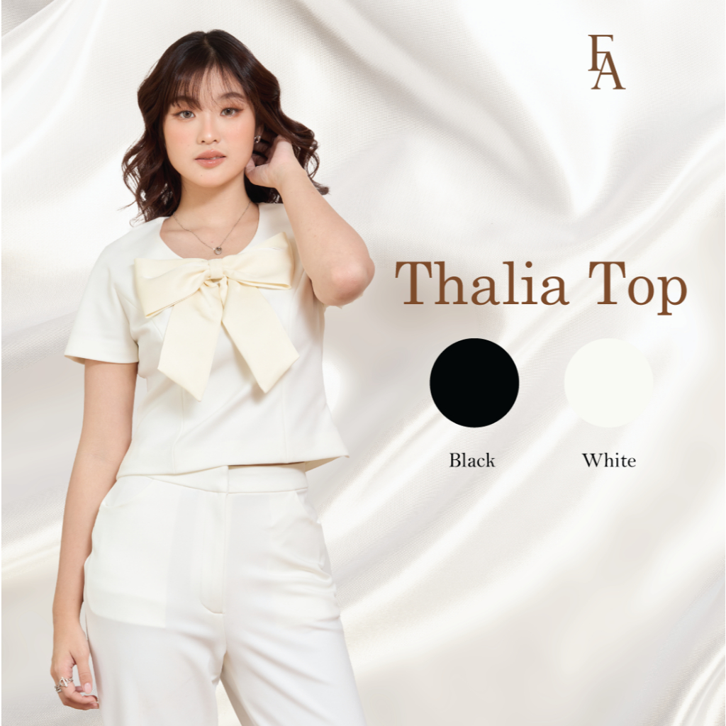 Friday attire เสื้อคอยูมีแขนแต่งโบว์ (FT-051)