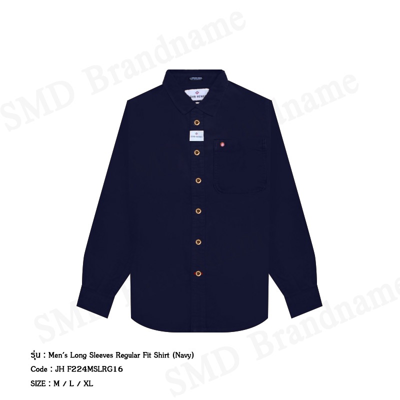 John Henry เสื้อเชิ้ตแขนยาว รุ่น Men's Long Sleeves Regular Fit Shirt (Navy) Code: JH F224MSLRG16