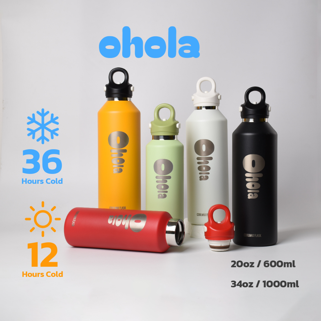 ohola กระติกน้ําเก็บอุณหภูมิ ความจุ 600ml 1000ml แท้100% เก็บอุณหภูมิได้ทั้งน้ำร้อน และน้ำเย็น