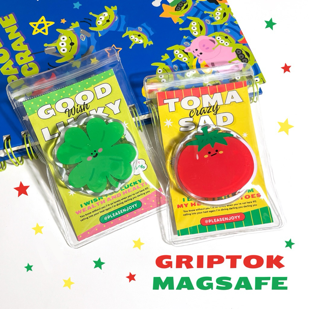 GRIPTOK magsafe กิ๊ฟต็อกแม่เหล็ก 🍅มะเขือเทศ🍀ใบโคลเวอร์ ✨อะคริลิคหนานูน❇️ *อ่านรายละเอียดก่อนสั่งซื้อ