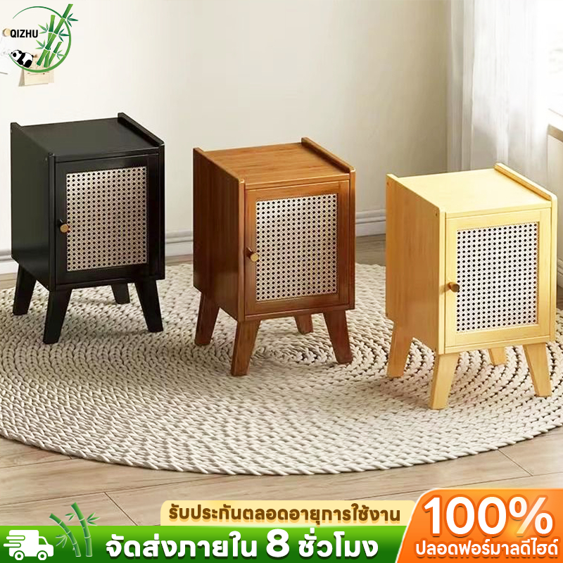 Qizhu 40/30cm โต๊ะข้างเตียงที่เรียบง่าย พร้อมลิ้นชักเก็บของ โต๊ะข้างเตียงไม้ ตู้เก็บของห้องนอน เรียบ