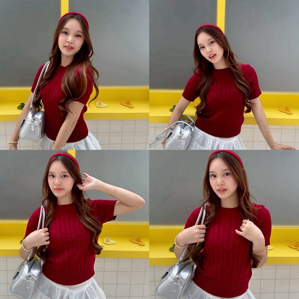 BY IRA Penny Top เสื้อถักไหมพรม ถักลายเปีย ผ้าไหมพรม รูปที่ 6