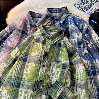 knowyou_เสื้อเชิ้ตผู้ชายลายสก็อตแขนยาวสไตล์วินเทจ ใส่เที่ยว ใส่ทำงาน สวมใส่สบาย M-2XLพร้อมส่ง