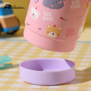 EKOKIDS รุ่นฝา 2 ชั้น ขวดน้ำสแตนเลส 304 เคลือบเซรามิก ขนาด 360ml/12oz ขวดน้ำสำหรับเด็ก มีหลอดดูด