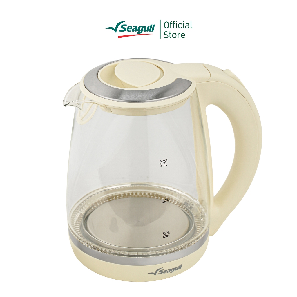 Seagull กาน้ำไฟฟ้าแบบแก้ว 2.0 ลิตร (ครีม) (SKT-003-CR)