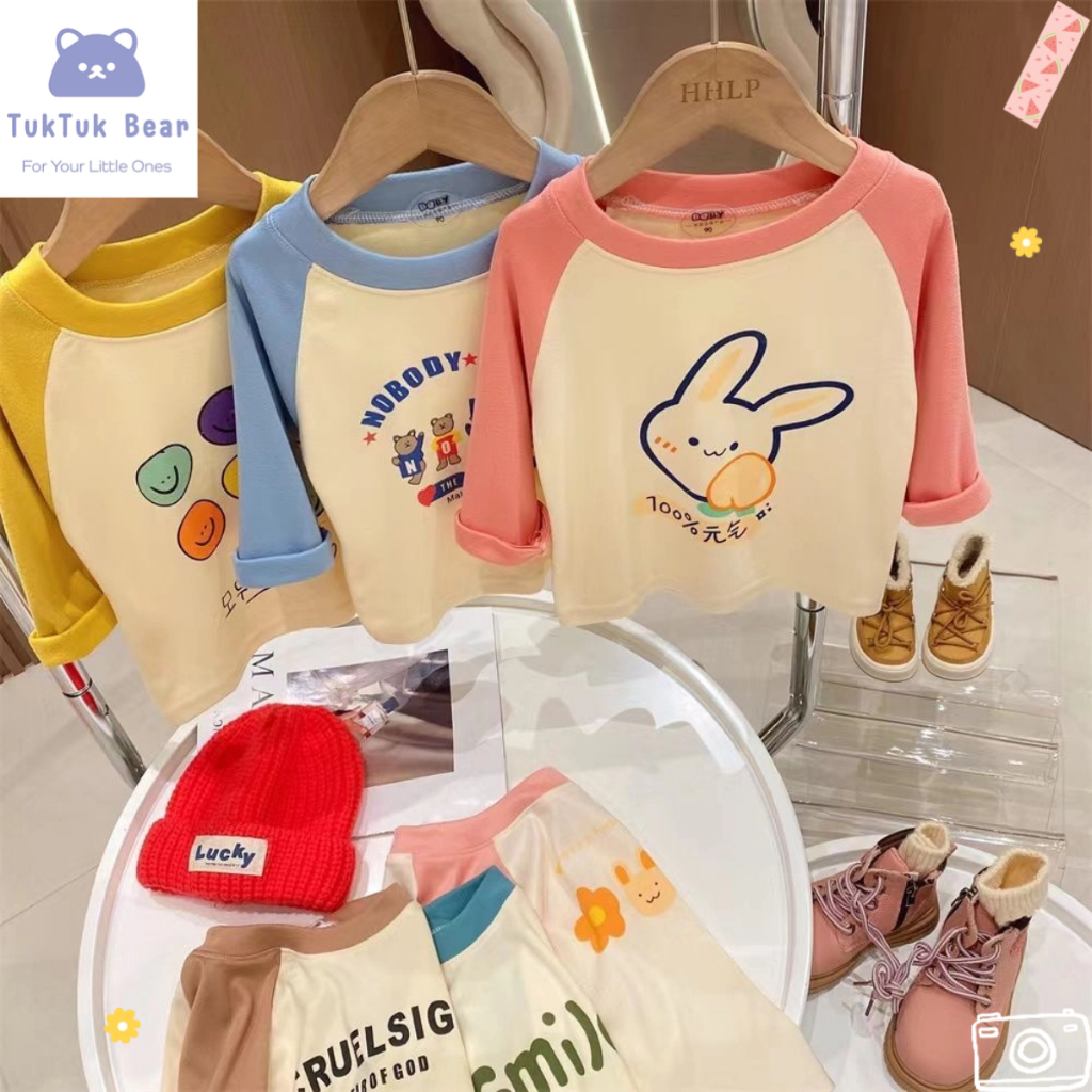 เสื้อแขนยาวเด็ก เสื้อเด็ก ดีไซส์แฟชั่น สีทูโทน กันหนาว สไตล์สนุก งานดี