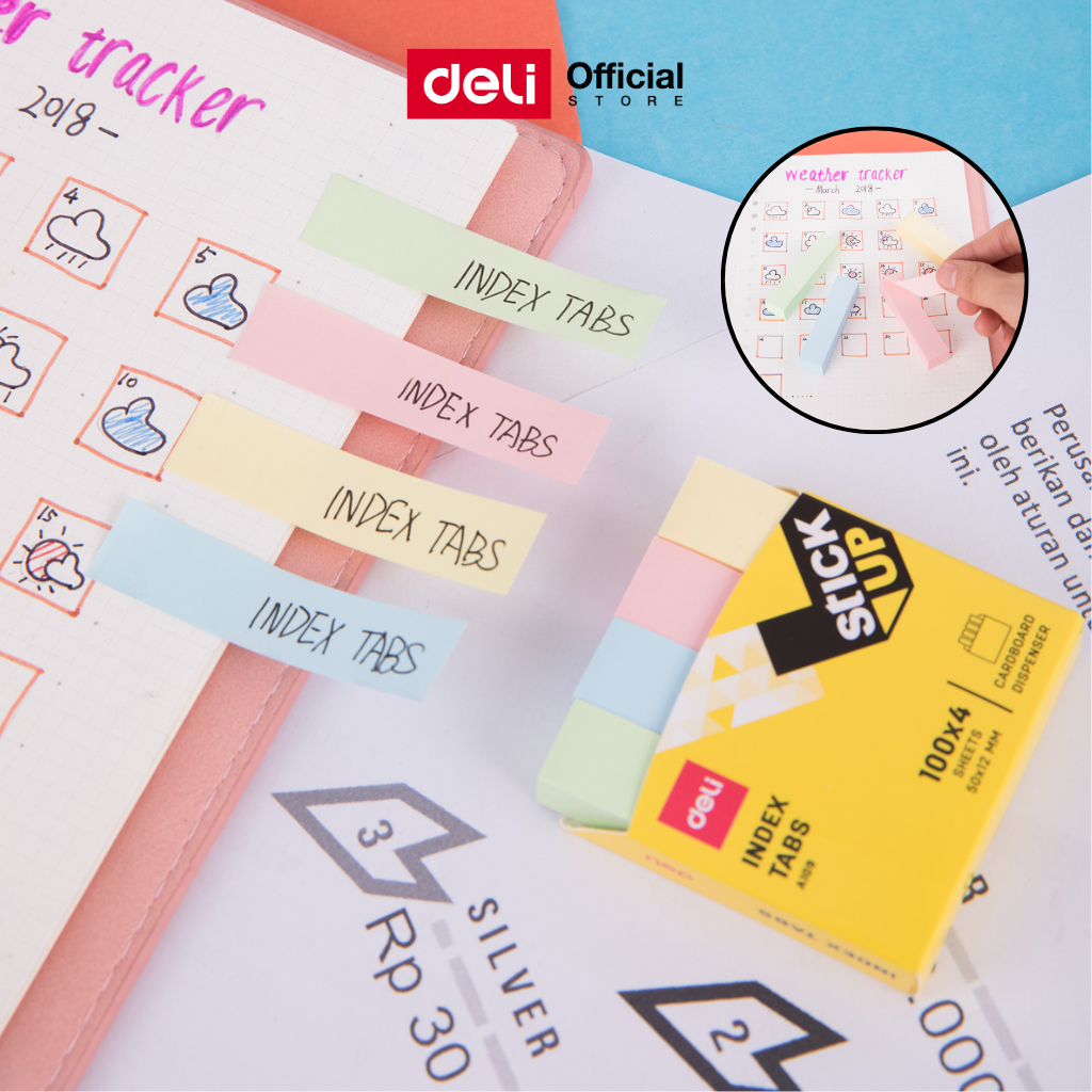 กระดาษโน๊ตกาว Deli กระดาษโน๊ต 4สี โพสอิทน่ารัก โพสอิส อินเด็กซ์ พกพาสะดวก เครื่องเขียน อุปกรณ์การเรียน (แพ็ค 1 ชิ้น)